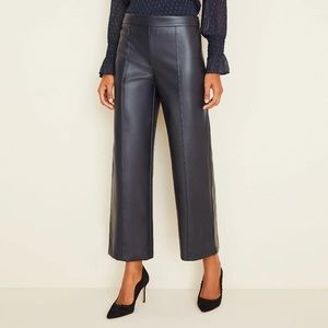 Ann Taylor The Faux Leather Wide Leg Crop Pant